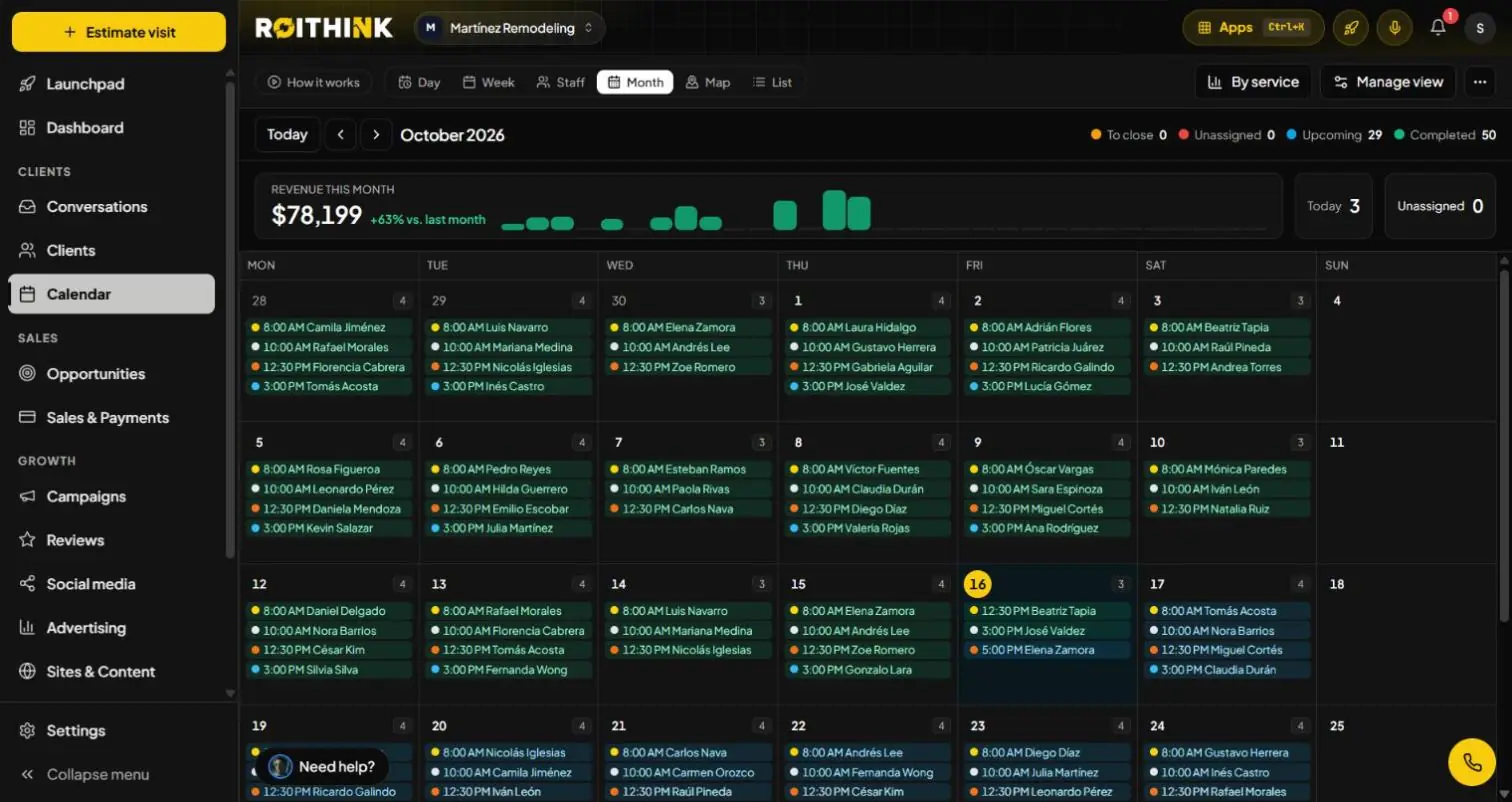 Full month with revenue per day