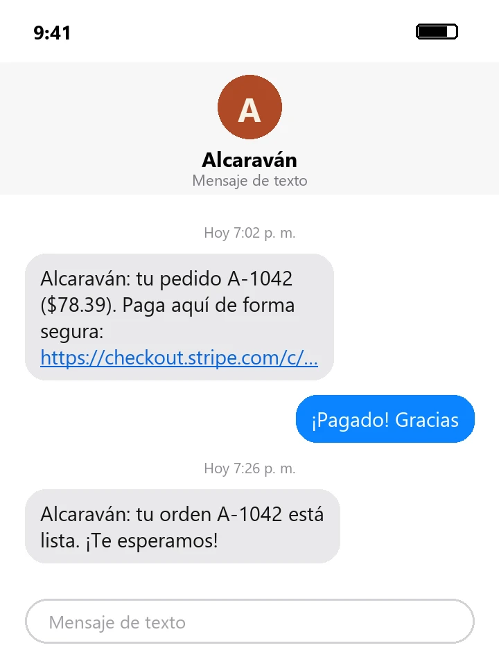 «Your order is ready» by text